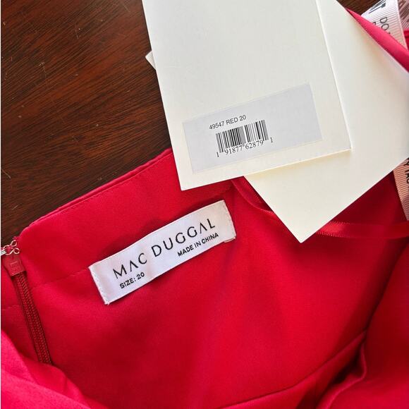 Mac Duggal Red One Shoulder Formal Evening Dress Plus Sz‎ 20 Stretch Jersey $398 - Picture 10 of 13